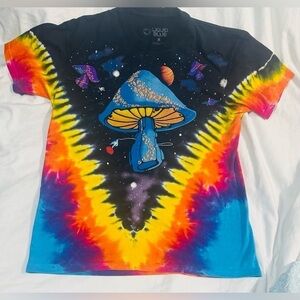 LIQUID BLUE TIE DYE DOUBLE SIDED Colorful Graphic Festival Mushroom Hippie Boho